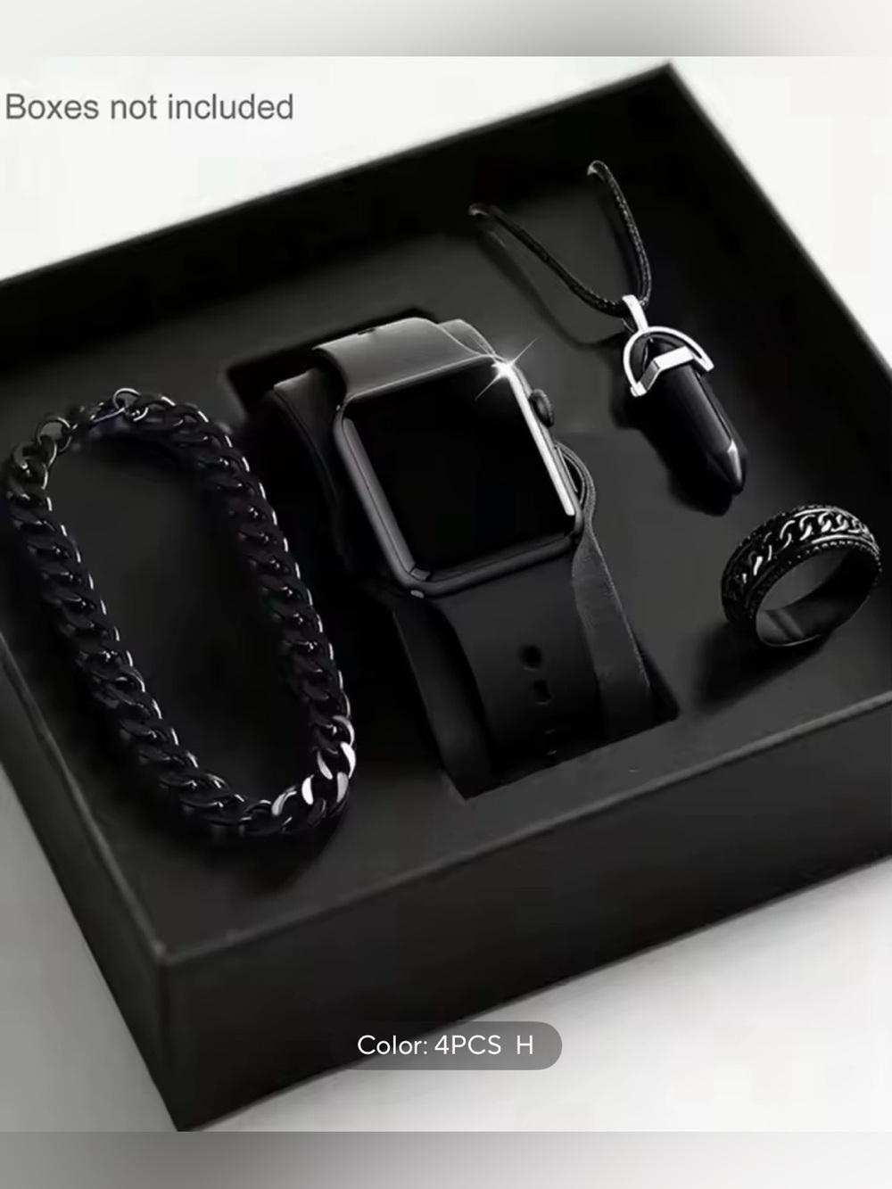 Men's Black Watch & Accessory Gift Set - 4 Piece